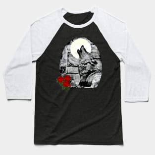 Wolf howling at moon Baseball T-Shirt